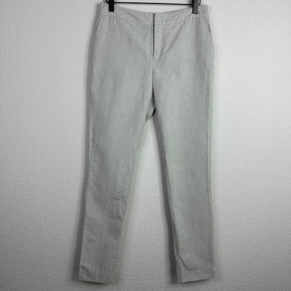 James Perse Pants Women's Small Gray Linen Blend Straight Leg Casual Minimalist - Picture 1 of 7